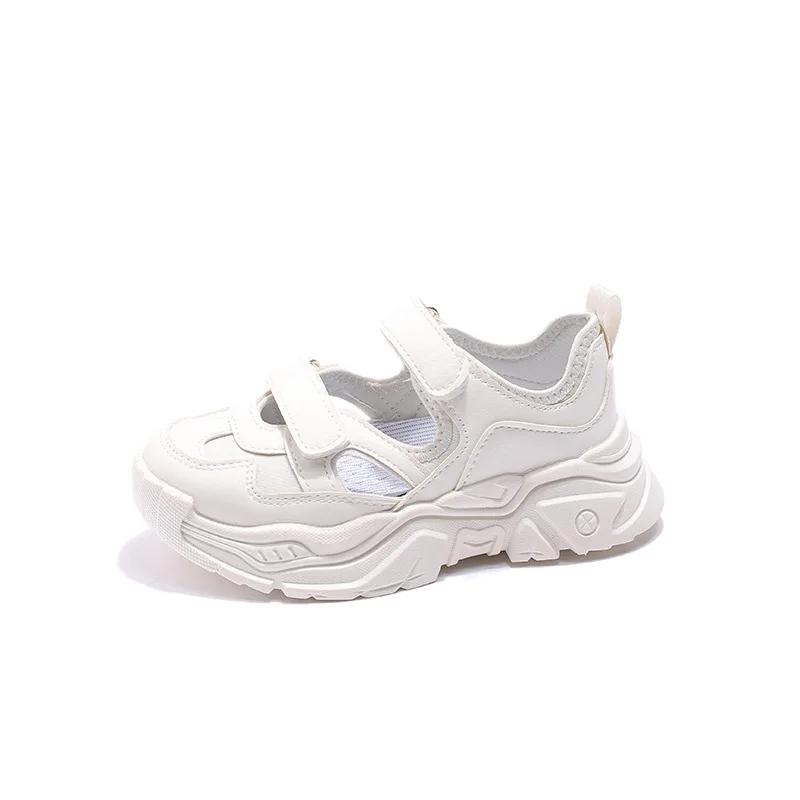 2024 Neue Mädchen Sportschuhe PU Klettverschluss Mode Niedlich Runde Zehenpartie Flach Sommer Atmungsaktiv Jungen Freizeit-Sneaker Dropshipping