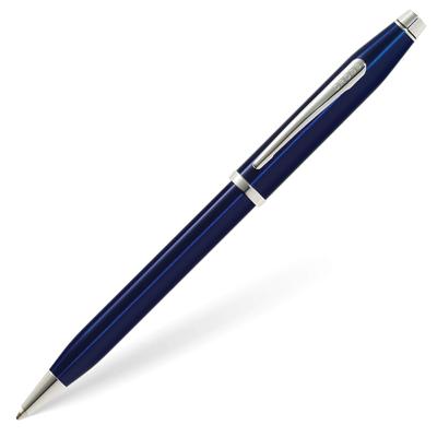 CROSS Offizieller Cross-Kugelschreiber, mittlere Spitze, Century 2, durchscheinender blauer Lack, poliertes Chrom, reguläres Importprodukt, AT0082WG-158