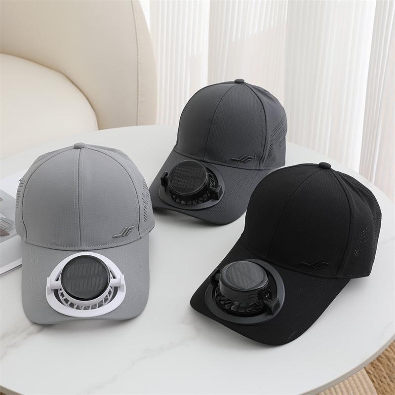 New Solar Charging with Fan Baseball Cap Summer Long Brim Breathable Sun Protection Couple Sunshade Cap