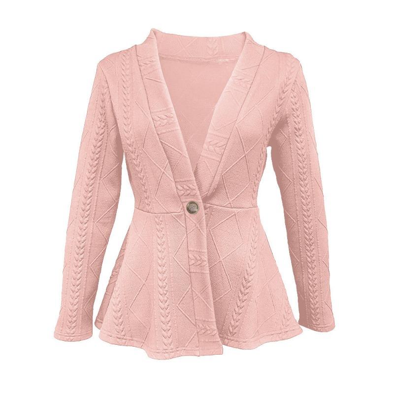 Autumn and Winter Women's New Thickened Jacquard Texture Single-button Slim Long-sleeved Jacket