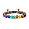 Přírodní korálky z lávového kamene Healing Balance Chakra charm náramek 8mm korálek tygřího oka Tibetský Buddha Modlitební náramek pro ženy muže