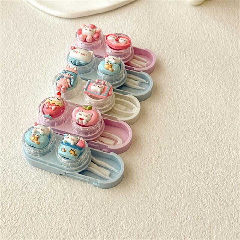 Contact Lenses Case and Removal Tool Compact Size Rubber Eye Lenses Inserter Easy Carry Applies Contacts Safely