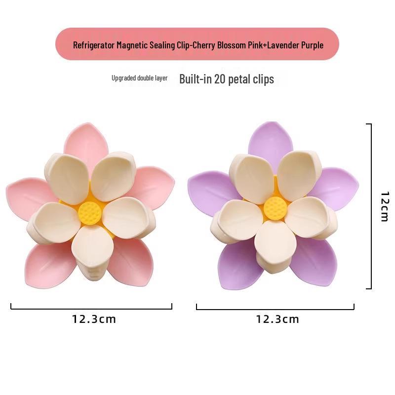 Lotus Magnetic Double-Layer Sealing Clip for Kitchen Bags - Moisture-Proof, High-Value Fridge Magnet