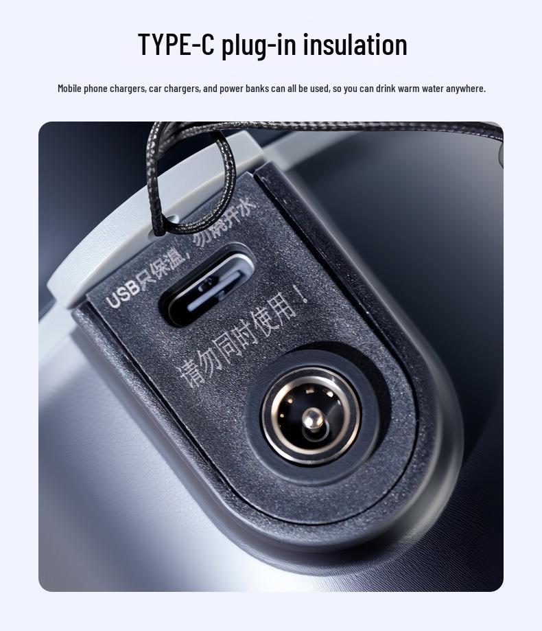 Dvounapěťová auto elektrická konvice: USB chytrý vyhřívaný izolační hrnek pro 12V/24V