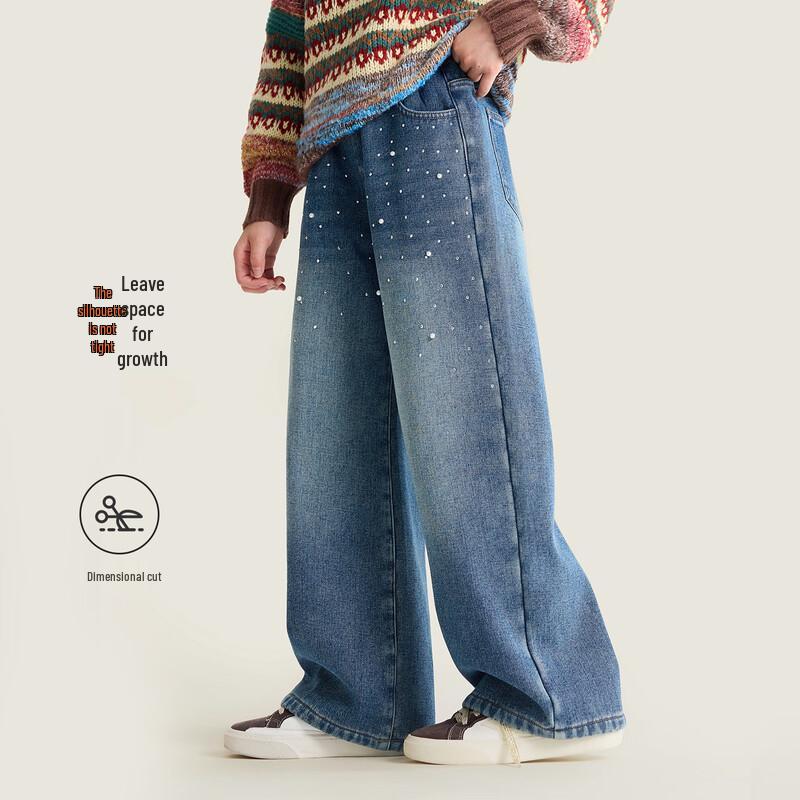 Girls' Fleece-Lined Embellished Straight-Leg Jeans
