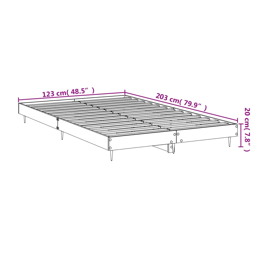 Struttura Letto senza Materasso Finitura Rovere Affumicato 120 x 200 cm Legno Ingegnerizzato