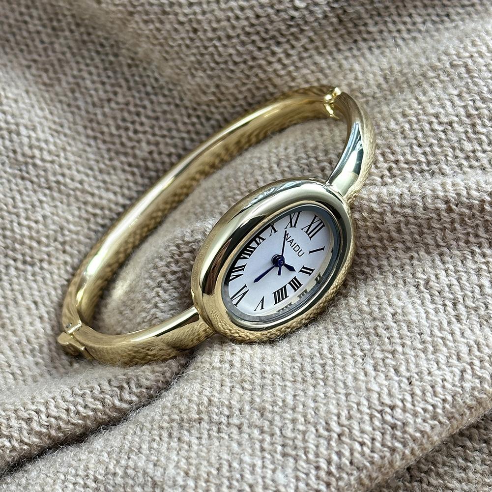Bathtub Bracelet Watch Roman Numerals Oval Quartz Watch Retro Women s Watches Gold Watch Small Dial Light Luxury Watch