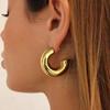 Klassische Glatte Runde Dicke Creolen für Damen Vergoldeter Edelstahl C-Form Dicke Kreisohrringe Modeschmuck