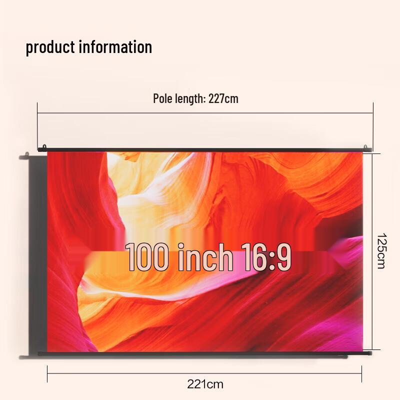 Deli 100-inch 16:9 Wall-Mounted Projector Screen