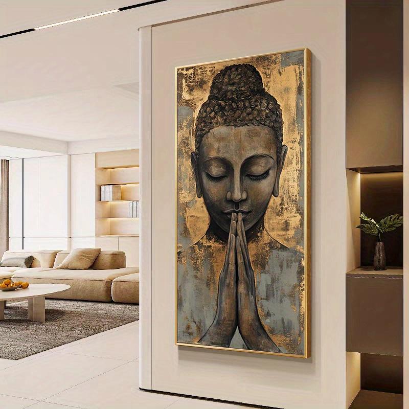 Abstract Meditating Buddha Canvas Wall Art - Frameless Serene Spiritual Print for Living Room, Buddha Home Decor