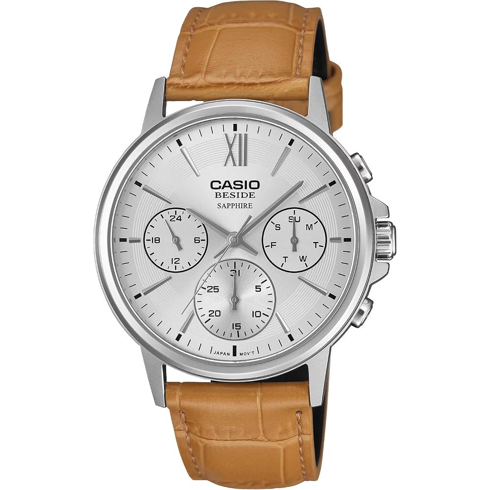 [Casio] CASIO BESIDE Quartz Men s Watch Sapphire Glass BMS-300L-5AV Camel Color Leather Band Mult...