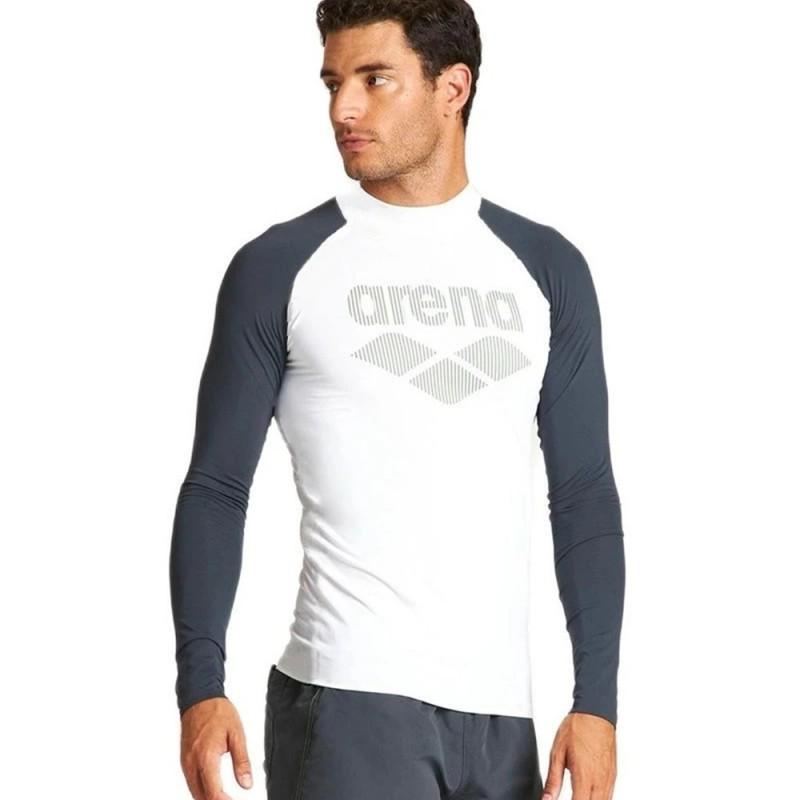 Mens Long Sleeve Rash Guard UPF 50 Quick Dry Compression Swim Shirt Surfing Diving Water Sports