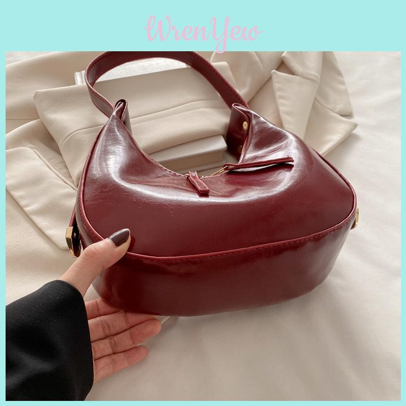 Pu Water Dumpling Shape Crossbody Bag With Zipper Closure For Daily Use