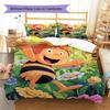 Cute Cartoon Bee and Garden Floral Print 3-Piece Duvet Cover Set – Soft Kids' Bedding for Bedroom Decor