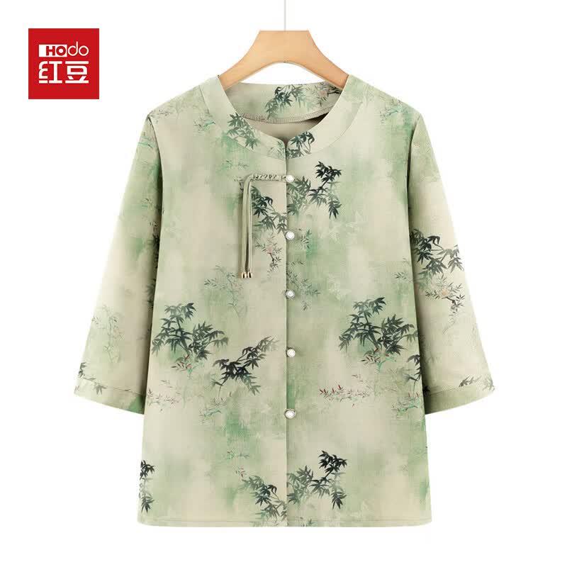 Hodo Elderly Women s Chinese Style Summer Cardigan Top & Set 3XL