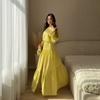  European and  women's clothing new holiday style diagonal collar long-sleeved loose top open fork wide swing long skirt set