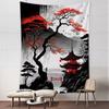Forest Pagoda Landscape Tapestry Wall Hanging Simple Art Bohemian Modern Art Living Room Bedroom Home Decor Background Cloth