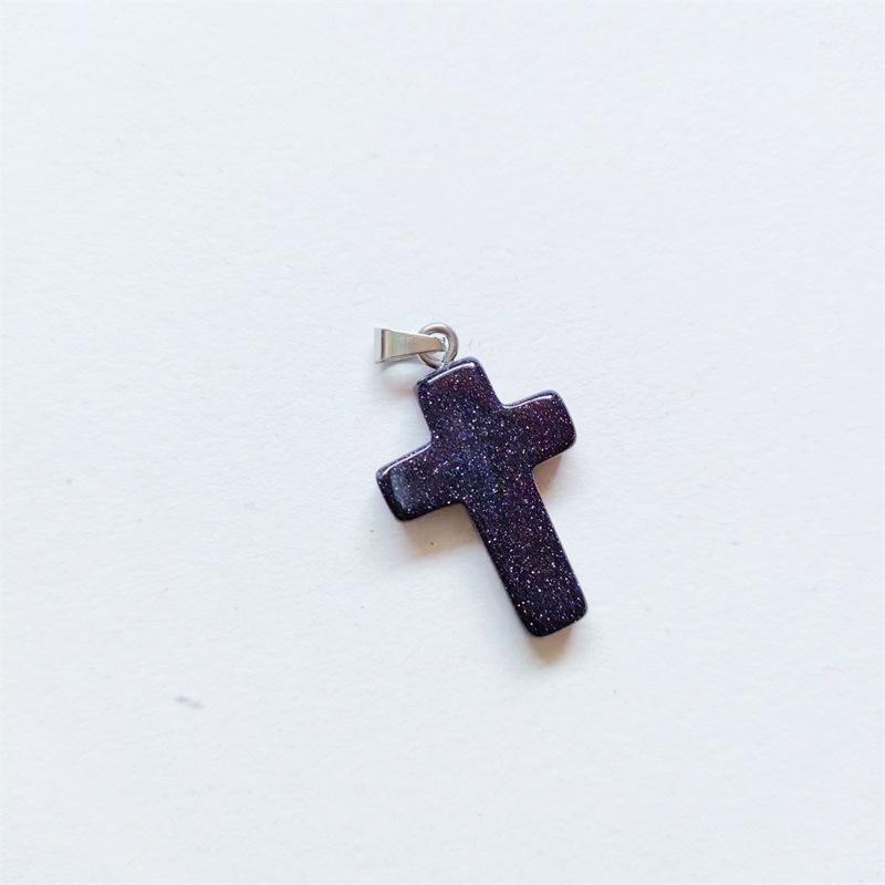 Amethyst Stone Cross Pendant Necklace - European & American Fashion Accessory