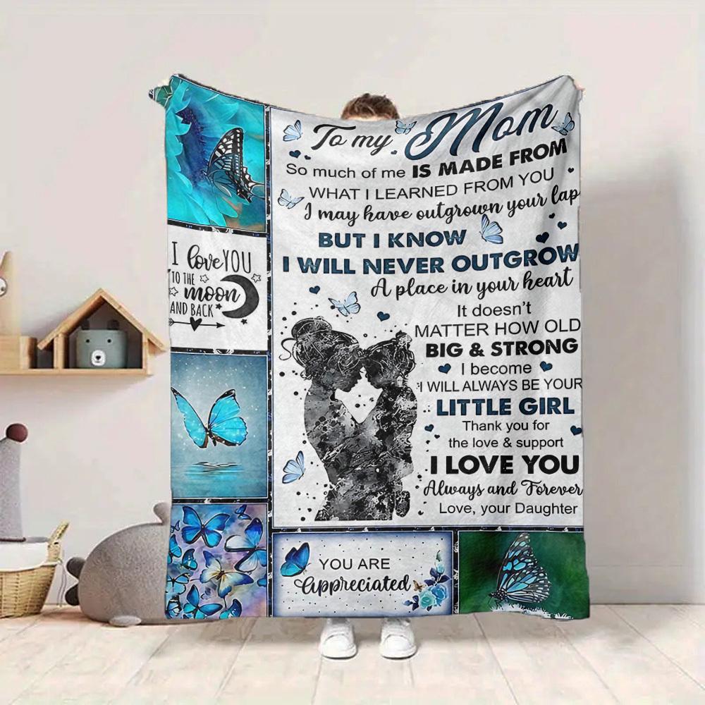 1pc Mom Daughter Love Blessing Print Blanket - Lightweight Flannel Blanket For Sofa, Bed, Living Room, Office, Outdoor Travel, Camping, Soft 040