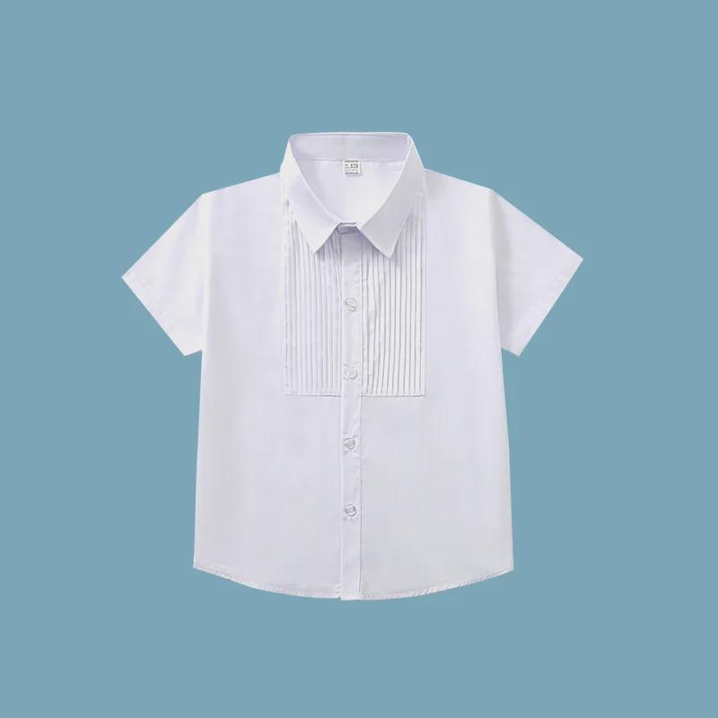 Kids' Anti-Wrinkle Non-Shrink Short-Sleeve Shirts: Boys' White, Girls' White, Unisex Blue - Ideal for School Uniforms