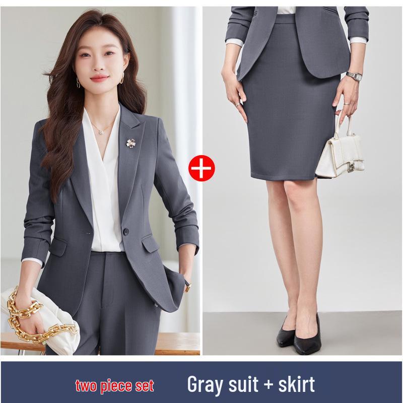 Women's Plus Size Wine Red Blazer Set - Elegant Formal Wear for Art Exams and Professional Hosting