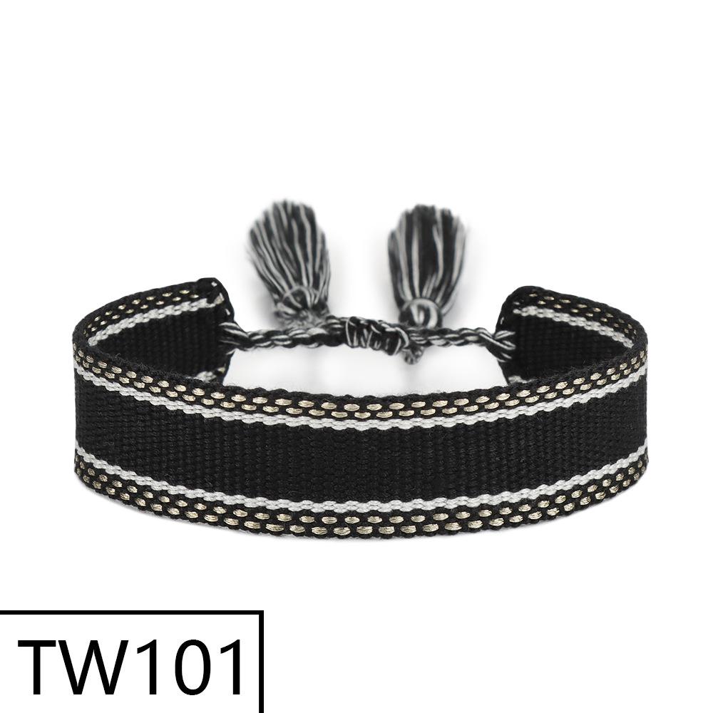 Customizable Handmade Bohemian Tassel Bracelet with Embroidered Logo - European & American Ethnic Friendship Style