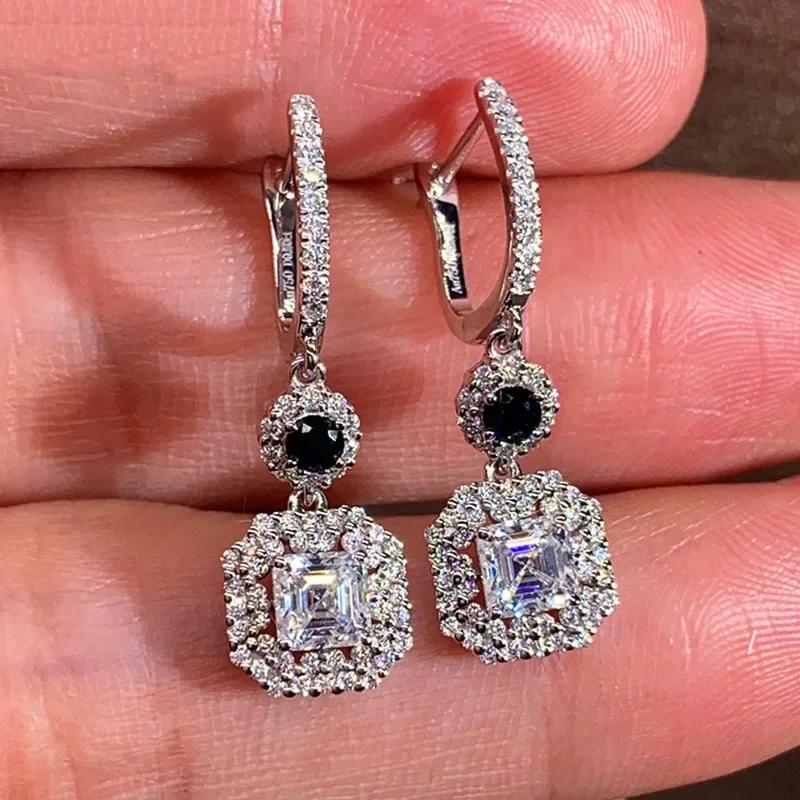 Engagement Mid Length Pendant Earrings Jewelry Elegant Shiny Mosan Diamond Beautiful Gift Milan Girl Fashion Accessories