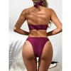 Solid Color Swimwear String Halter Bandeau Bikinis Sets Micro Thong Sexy Swimsuit Women Bathing Suit Bikini Mujer