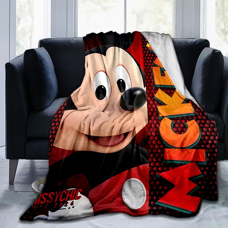 1pc Mickey Mouse Adventure Flannel Blanket Soft Warm Throw Blanket for Bedroom Living Room Bed Travel Camping Picnic Gift. M07220143