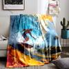Personalized Surf  Theme Soft Fluffy Shawl Blanket Room Sofa Decorative Blanket Holiday Gift for Family Friends Son Daughter