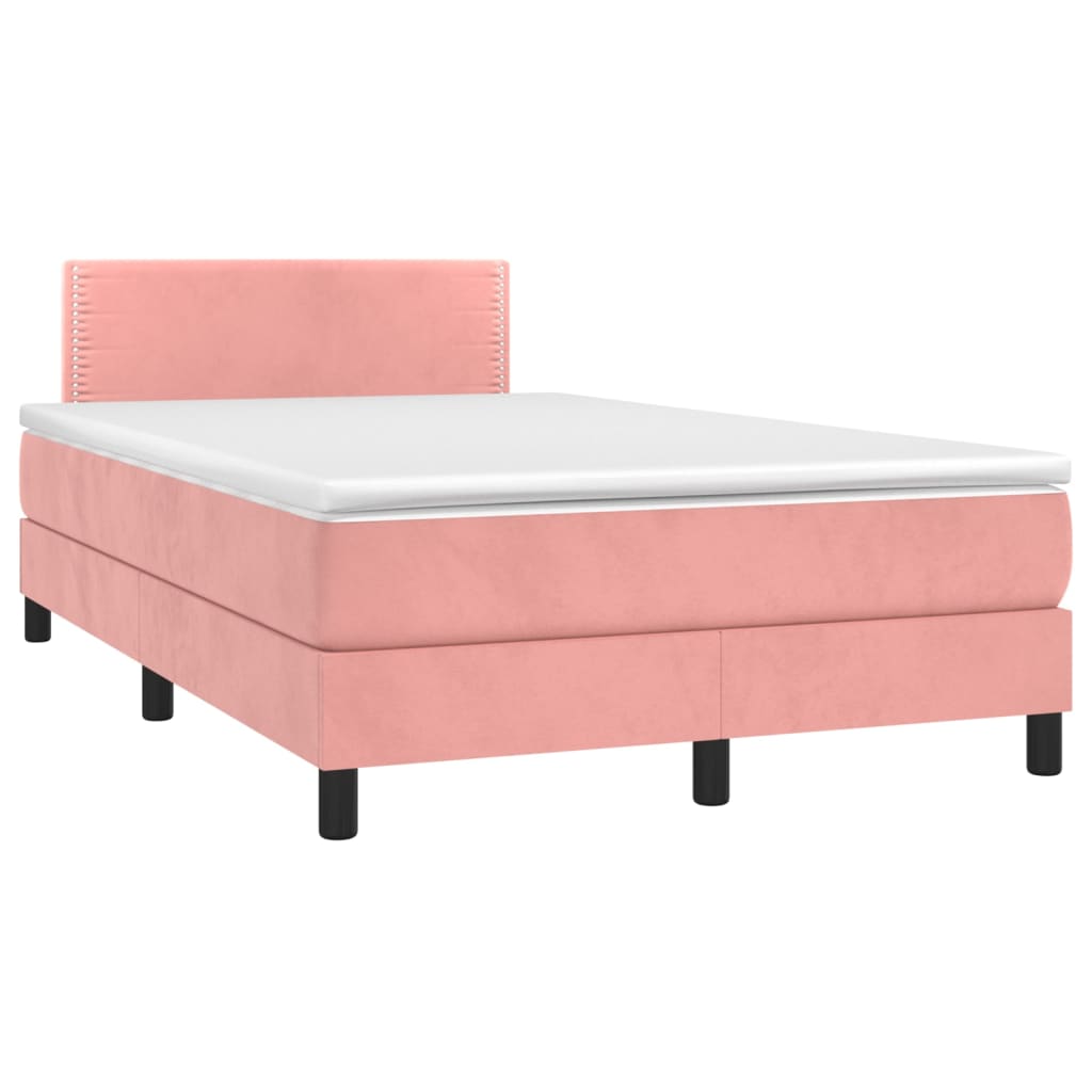 Box Spring Bed with Mattress Pink 120 x 200 cm Velvet