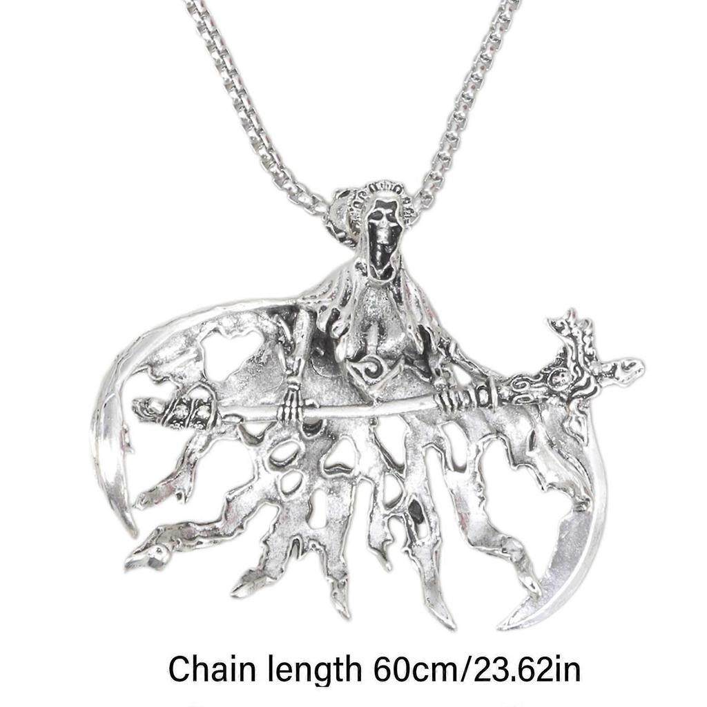 Practical Retro Gothic Styles Skull Pendant Necklace Sturdy Silver Pendant for Daily Wear and Festive Decoration