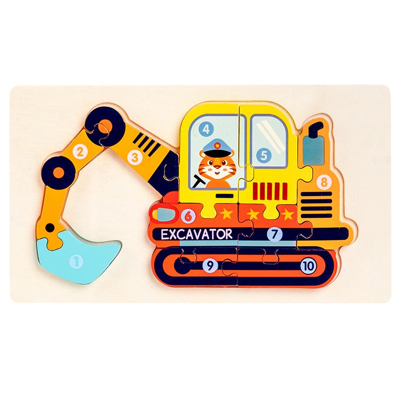 Wooden Children'S Early Education Traffic Cognition Three-Dimensional Puzzle Toy 0-2-3 Year Old Baby Educational Puzzle Building Block Toy