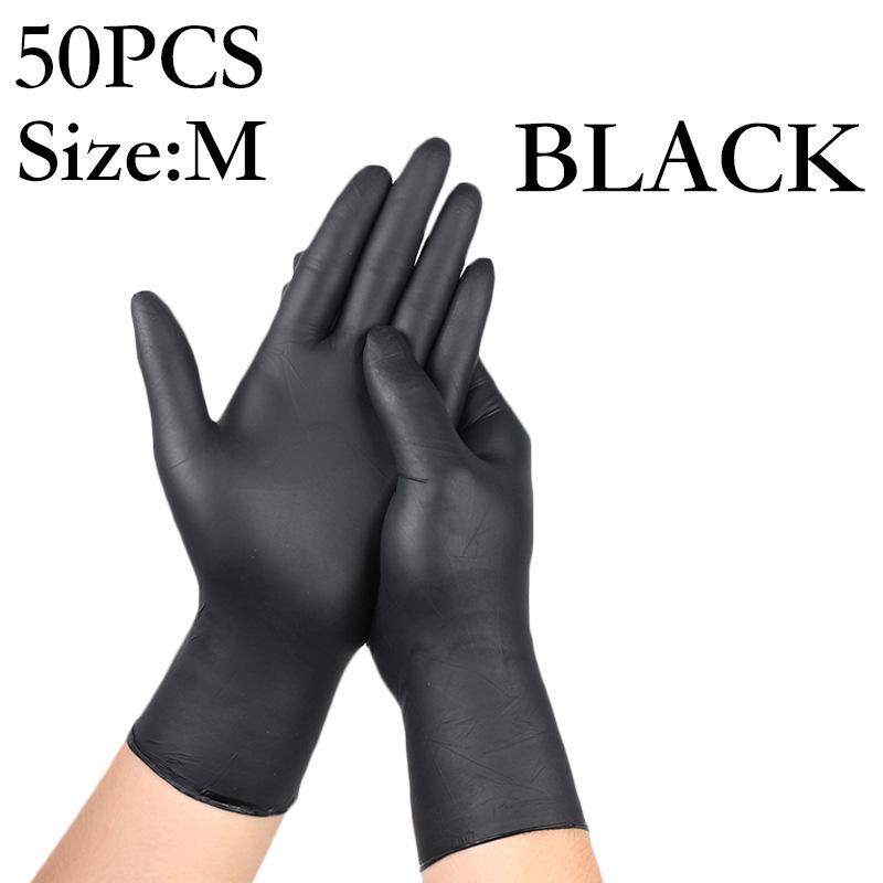 Durable Disposable Black Thickened Nitrile Gloves - Oil-Resistant