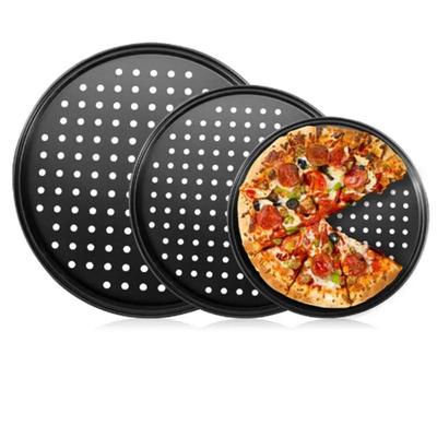 26/28/32Cm Carbon Steel Non-Stick Pizza Baking Pan Round Mesh Tray Plate Oven Baking Bakeware with Holes Pizza Tray Mould