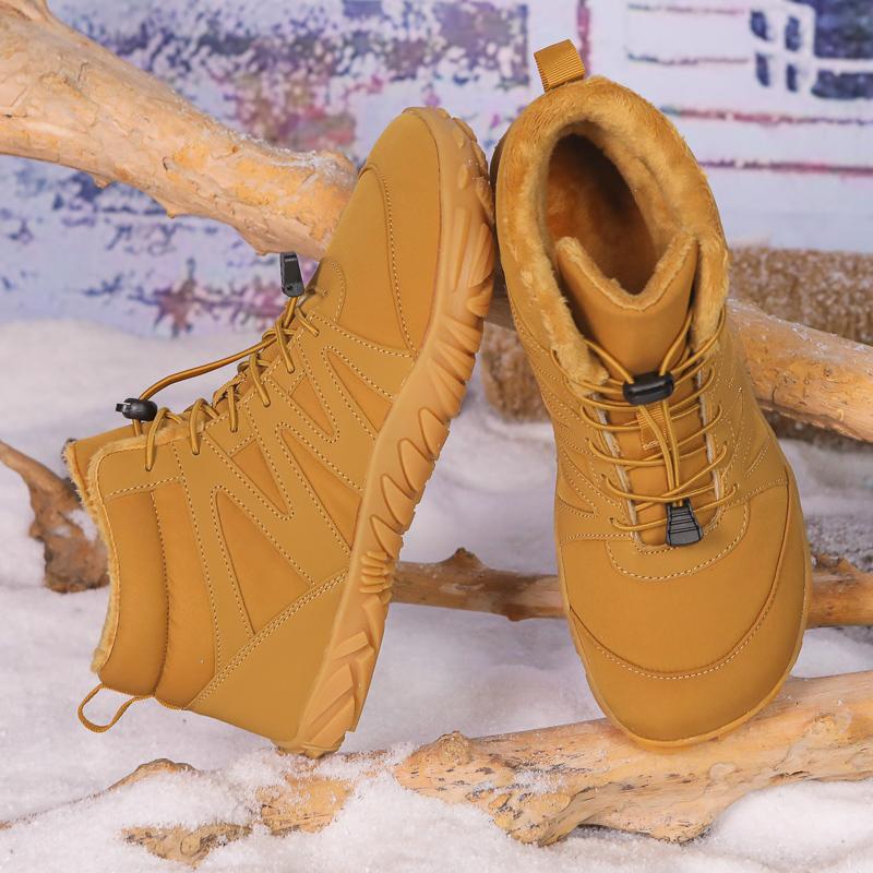 Winter Warm Hiking Shoes Men Women High-top Walking Snow Boots Plush Anti-slip Outdoor Sports Shoes