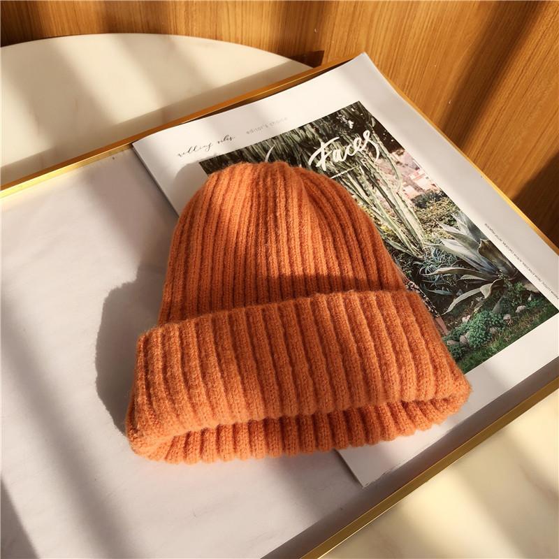 

Шапка Женская Осенне-зимняя Универсальная Однотонная Повседневная Студенческая Вязаная Шерстяная Шапка Новая Теплая Шапка M（56-58cm） оранжевый