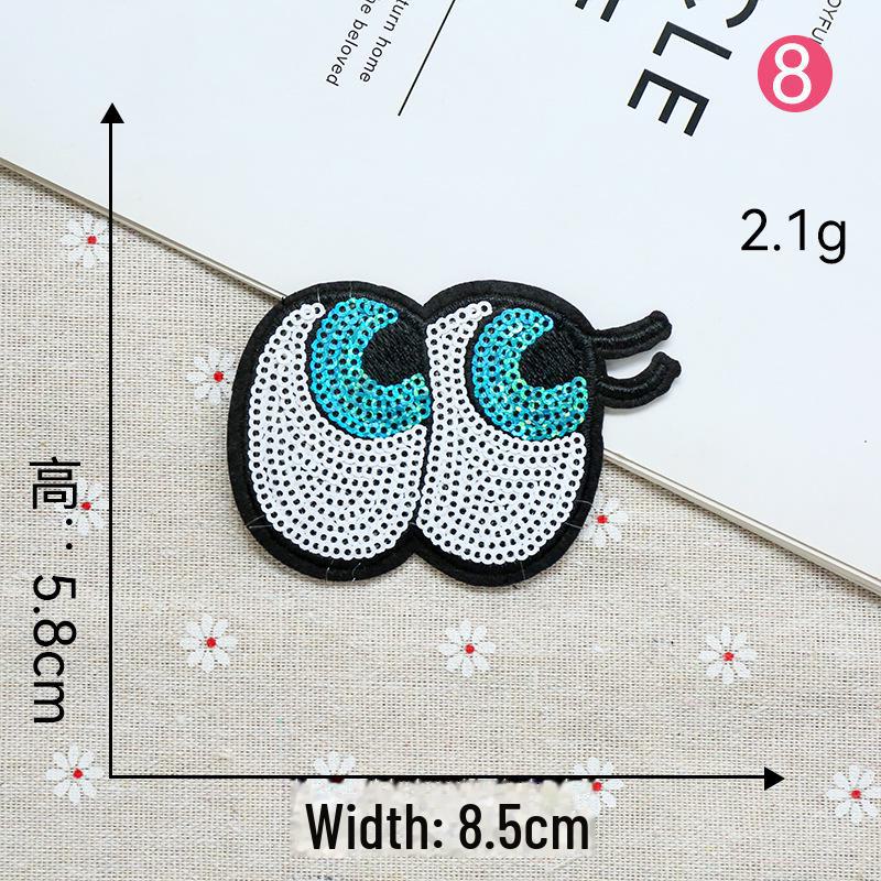 Smiley Face Embroidery Patch Sequin Love Label - Eyes Clothing Decoration.