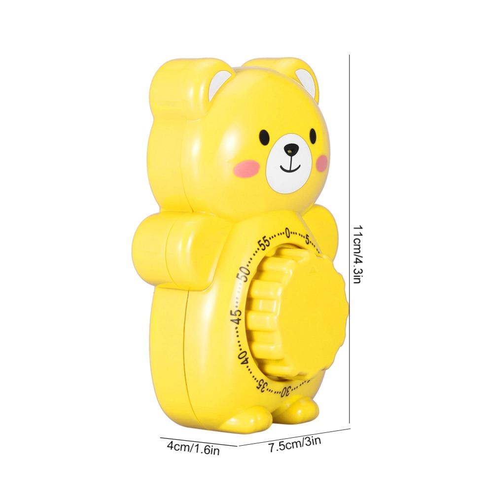 Cartoon Bear Mechanical Kitchen Timer ABS Material 60 Minutes Cartoon Timer 4.3*3*1.6in Manual Rotating Alarm Clocks