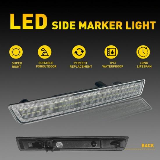 For 2015- Dodge Challenger Front Pair Bumper LED Side Parking Marker Lights