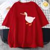 Summer Round Neck Cute Duck Pattern Printed Top Fashionable Casual Pure Cotton Short Sleeved Women's T-shirts
