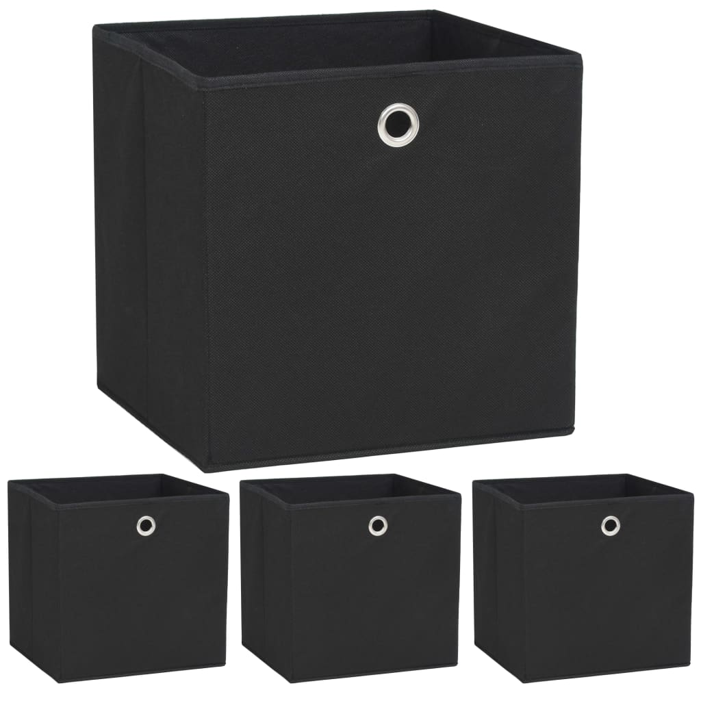 Aufbewahrungsboxen 4 Stück Vliesstoff 32x32x32 cm Schwarz