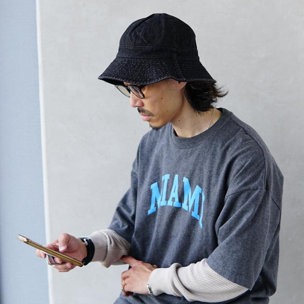 Denim Metro Hat Hat Bucket Hat Casual Outdoor [PENNANT BANNERS] Herren [Blau/Größe 58cm] (PB073)