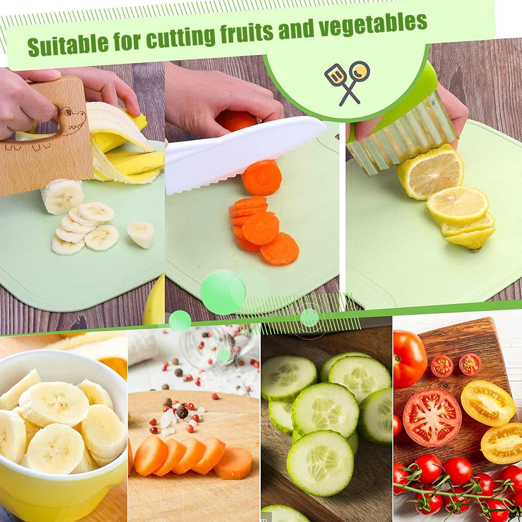 Kids Cooking Cutter Set Baking Knife Toddler Wooden Cutter Plastic Fruit Knives Children's Cooking Tool Knives Kitchen Supplies