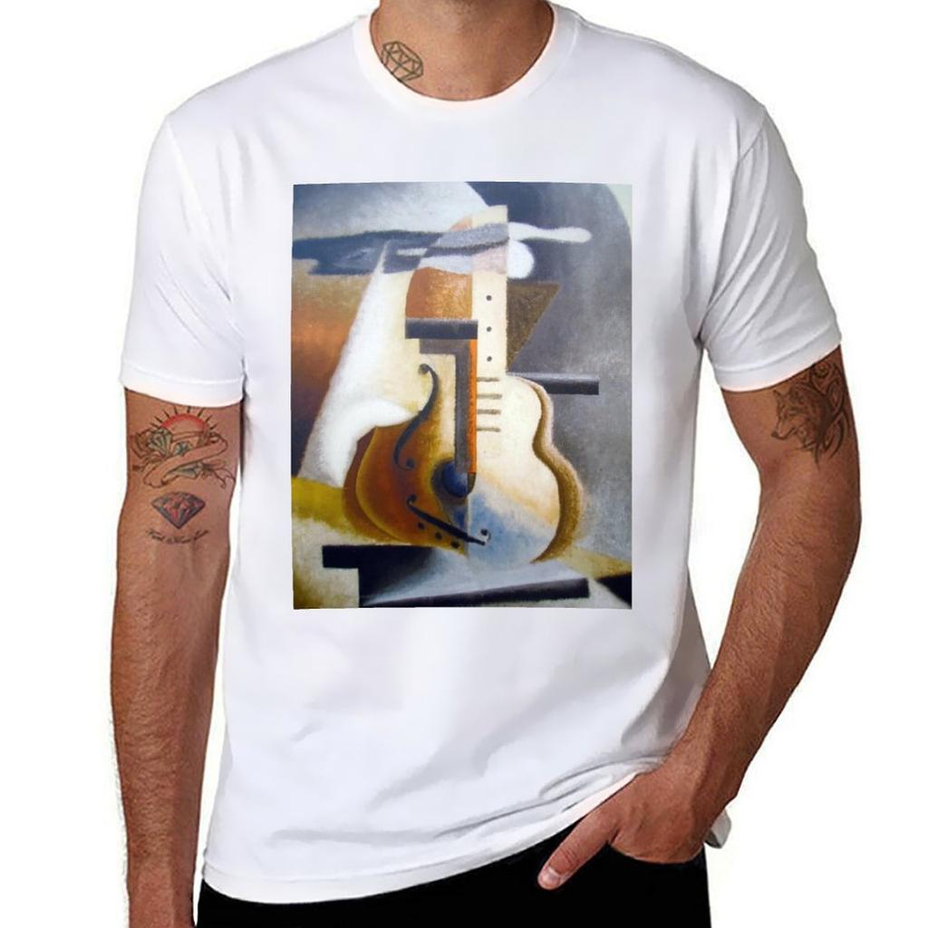 Nikolay Diulgheroff guitar painting TShirt Basic Short Sleeve Cotton Blend TShirt
