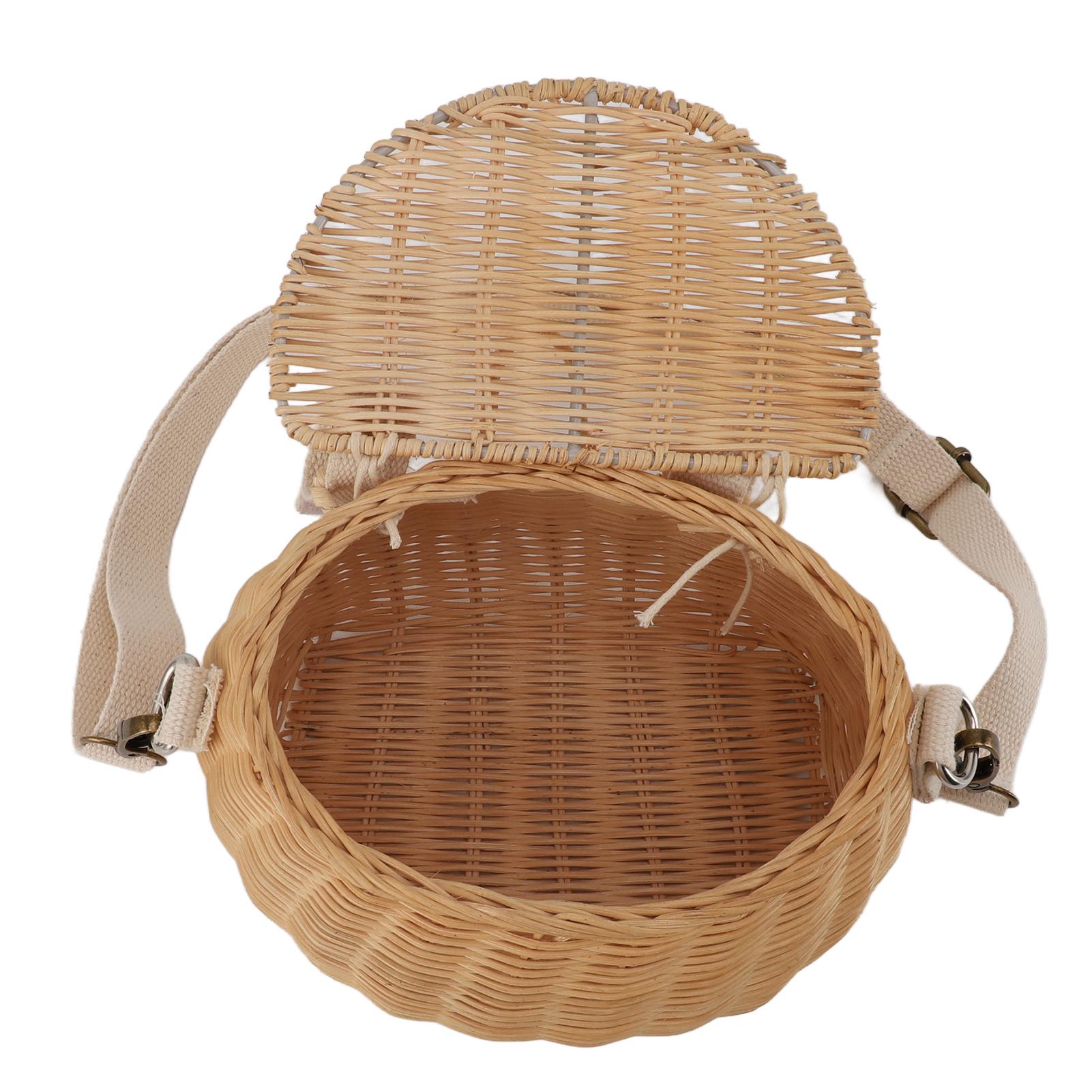 Panier de vélo pour enfant tissé, Panier pour vélo, trottinette, tricycle, Panier pour enfant finement tissé, Sac à dos avec couvercle, Bandoulière, Panier pour guidon avant P
