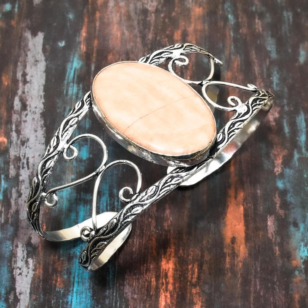 Oranger Aventurin-Edelstein, handgefertigt, 925er Sterlingsilber, verstellbarer Schmuck-Armreif für Thanksgiving