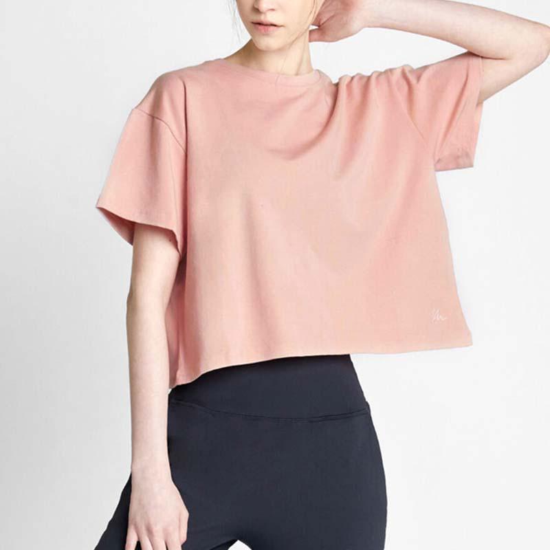 

2025 Летняя женская футболка свободного кроя с открытой спиной и коротким рукавом из хлопка - Тренд спортивного стиля Medium розовый