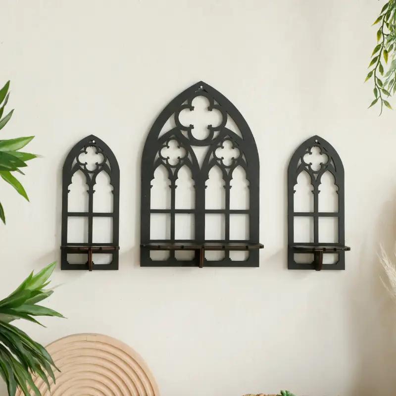 

Деревянная хрустальная подставка для дисплея, бохо, ручная подставка, готический стиль, деревянный подвесной кронштейн, настенные держатели для хранения, декоративные полки