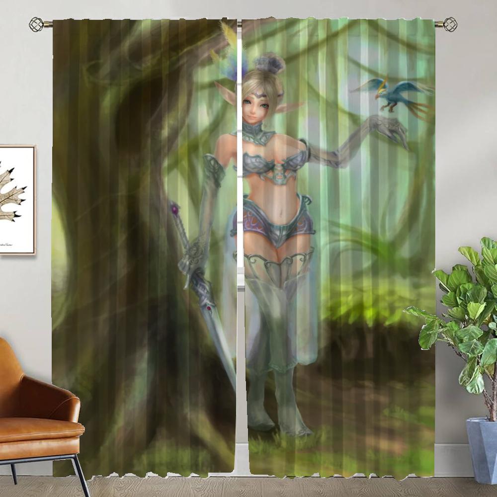 Tulle for Bedroom Female Elf Shades Home Interior Curtains 2 Pieces Living Room Curtain Partition Halloween Decoration Kitchen